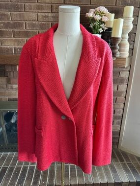 NWT St. John Apple Red Knit Structured Blazer Jacket Size 14